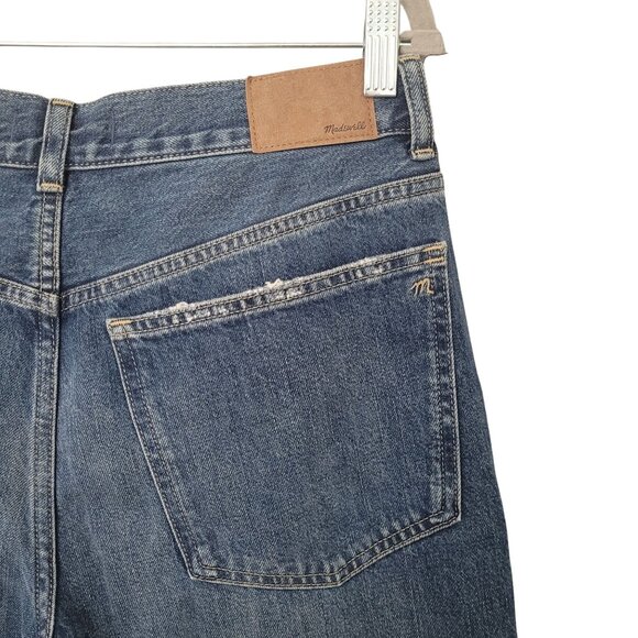 Madewell Low-Slung Baggy Crop Jeans Womens Size 28 Coswell Wash Distressed Hem - Picture 10 of 10
